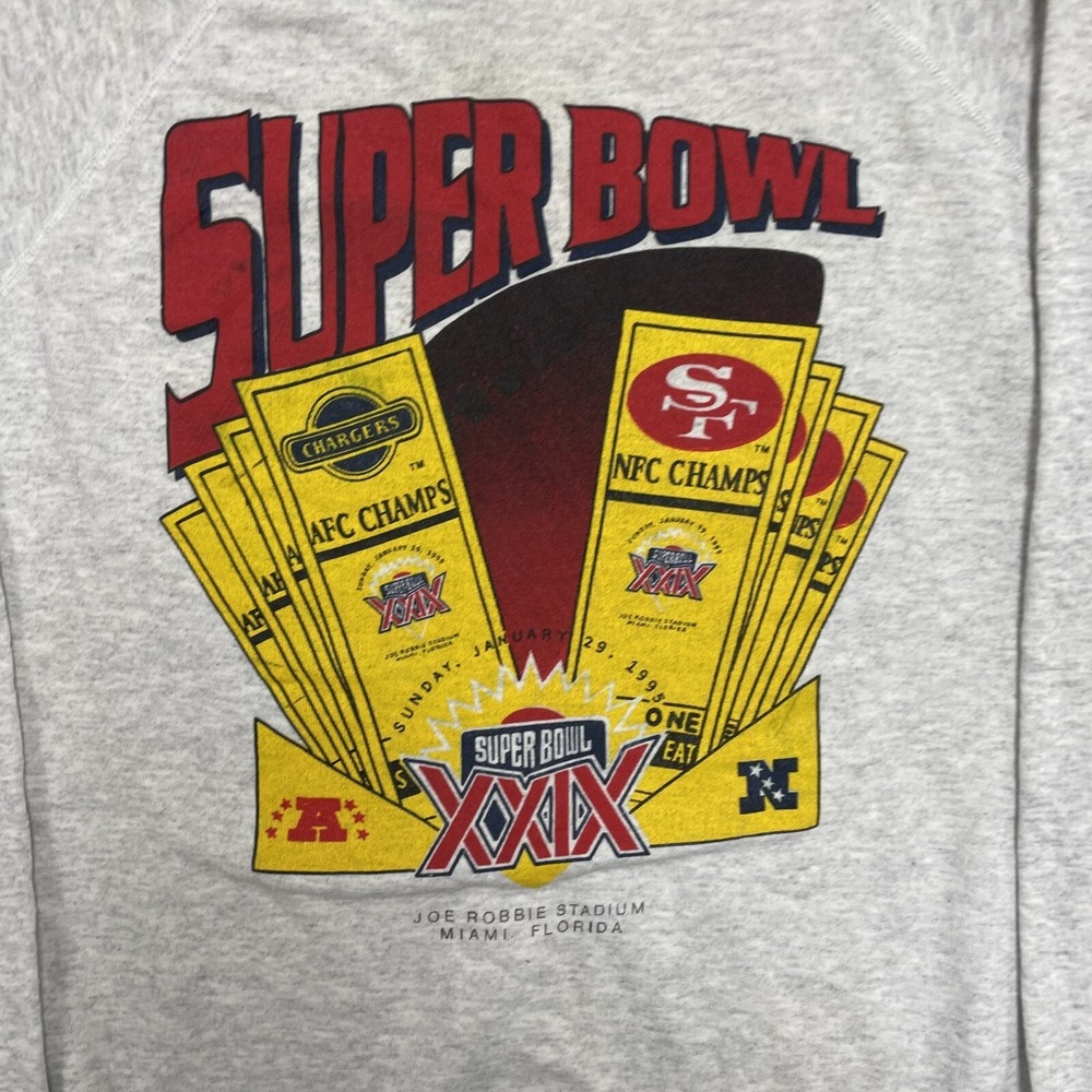 vintage Super Bowl Sweatshirt mens 3XL gray 1990s San Francisco 49ers‎ NFL - Picture 2 of 9